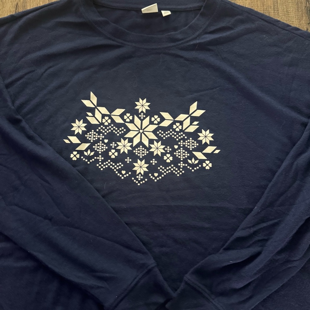 NWT BP from Nordstrom Cozy Lounge Top M navy Snowflake - Picture 14 of 15